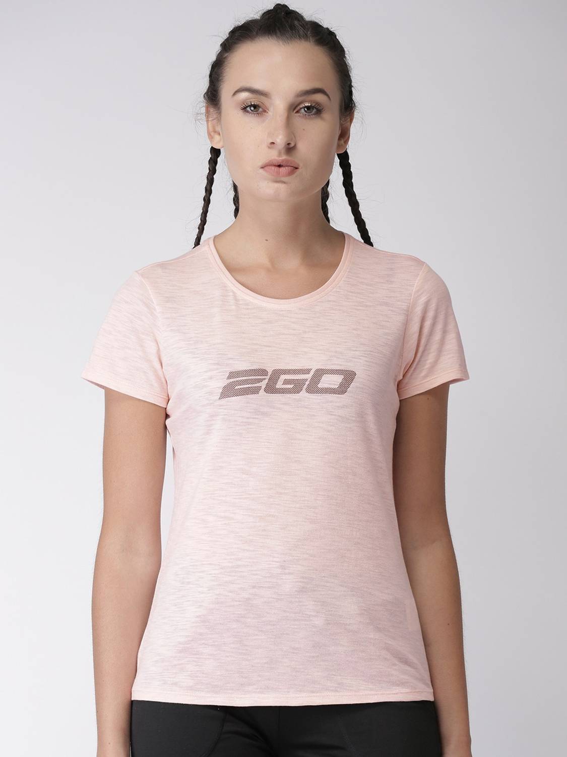 2GO Printed, Typography Women Round Neck Pink T-Shirt