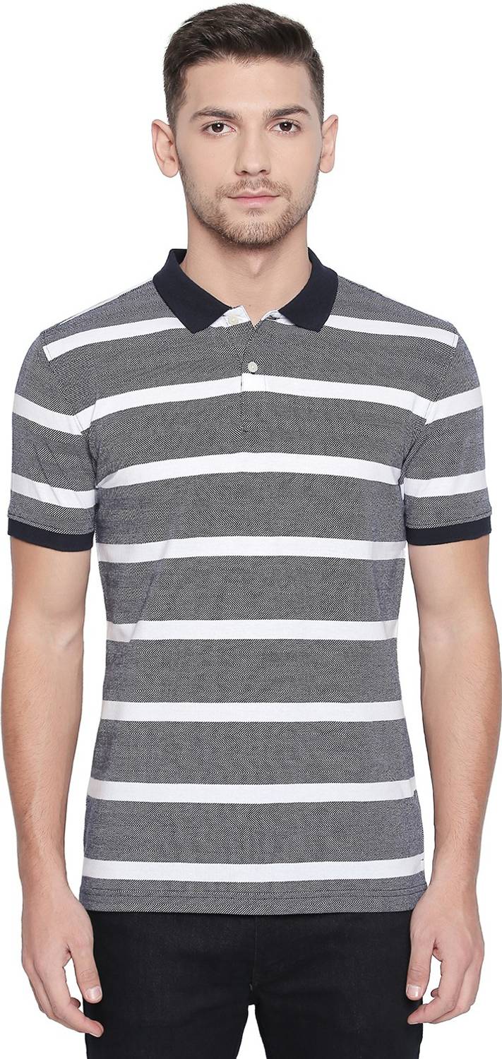 Byford by Pantaloons Striped Men Polo Neck Multicolor T-Shirt