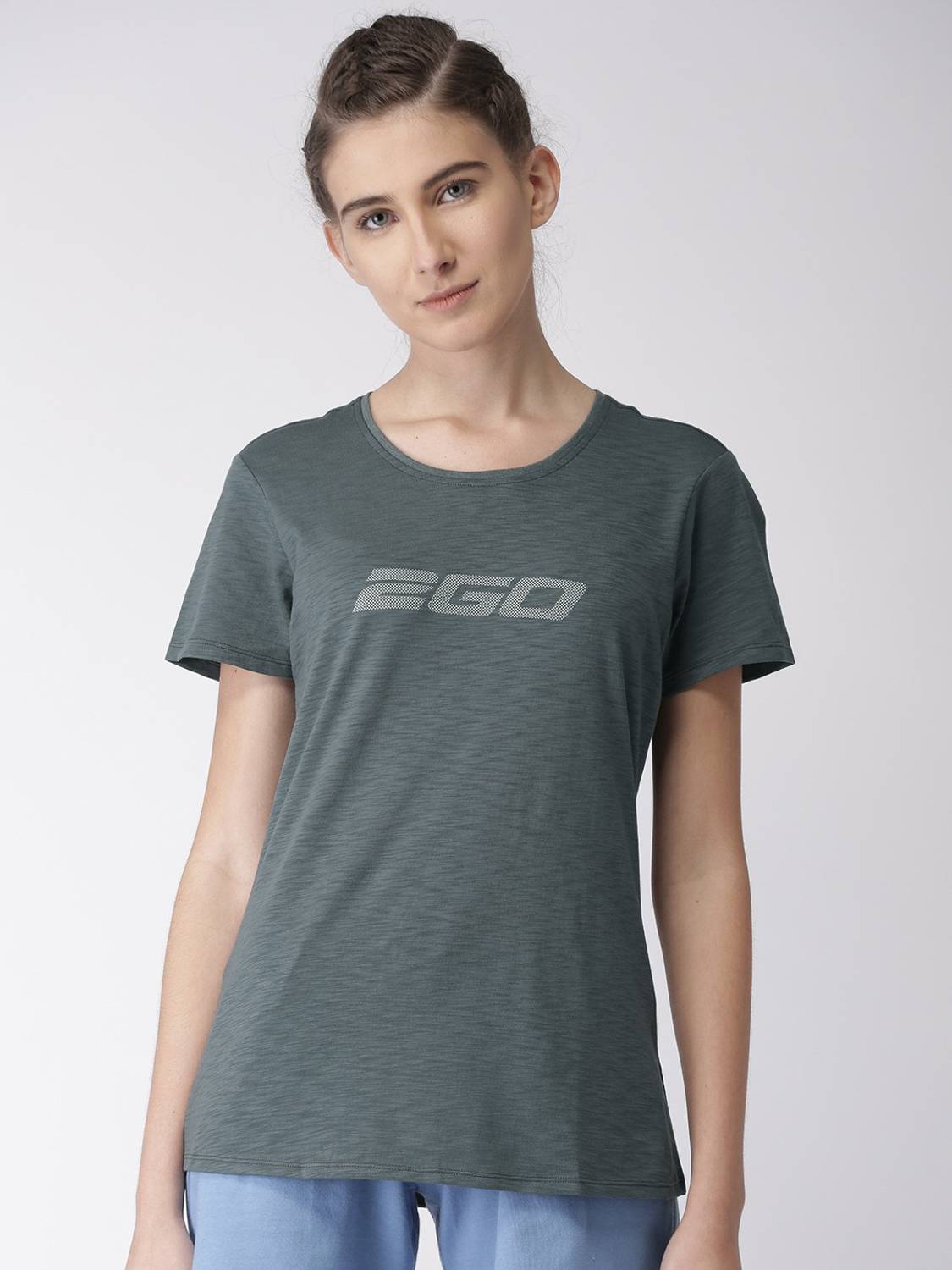 2GO Printed Women Round Neck Grey T-Shirt