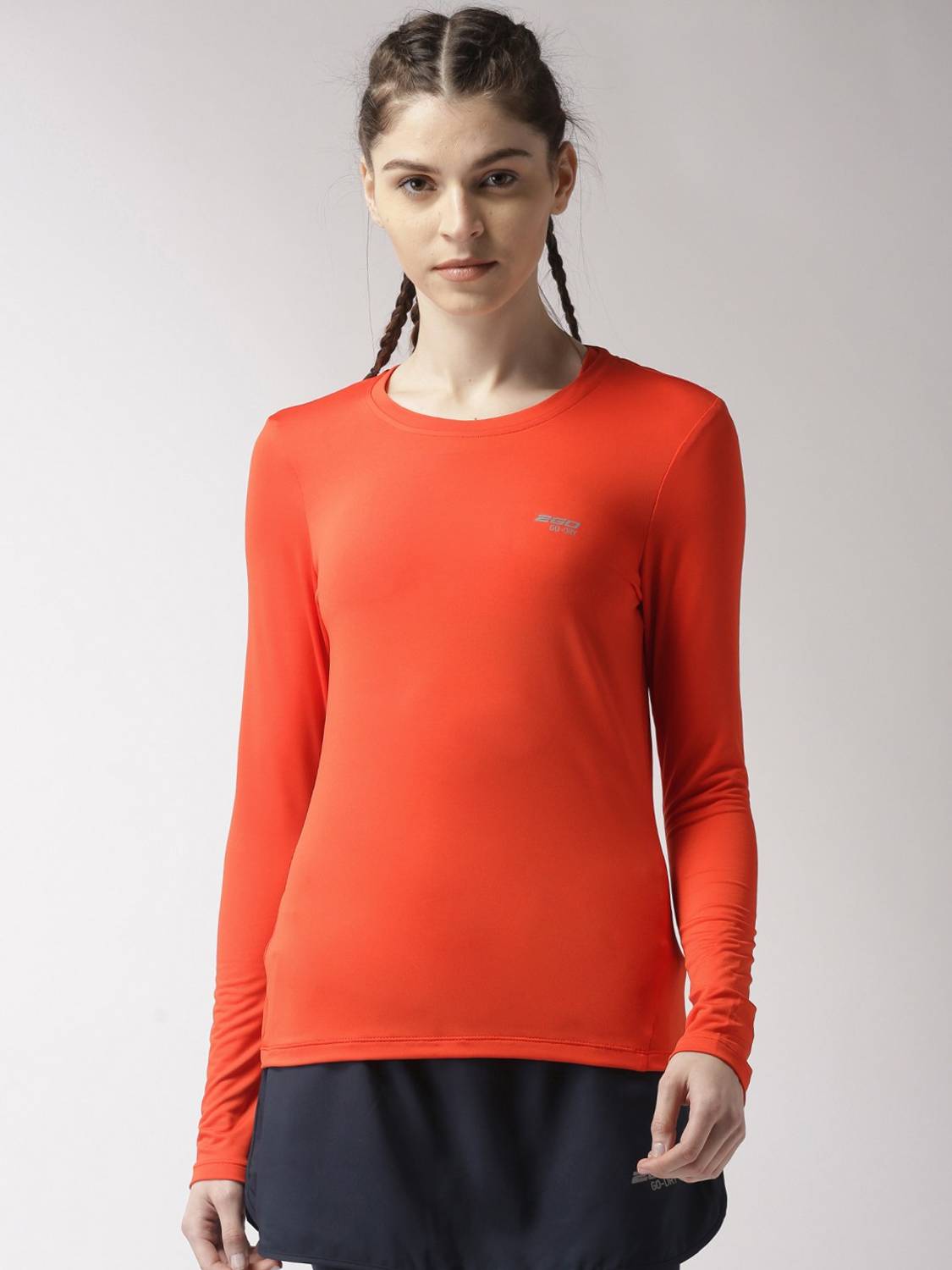 2GO Colorblock Women Round Neck Orange T-Shirt