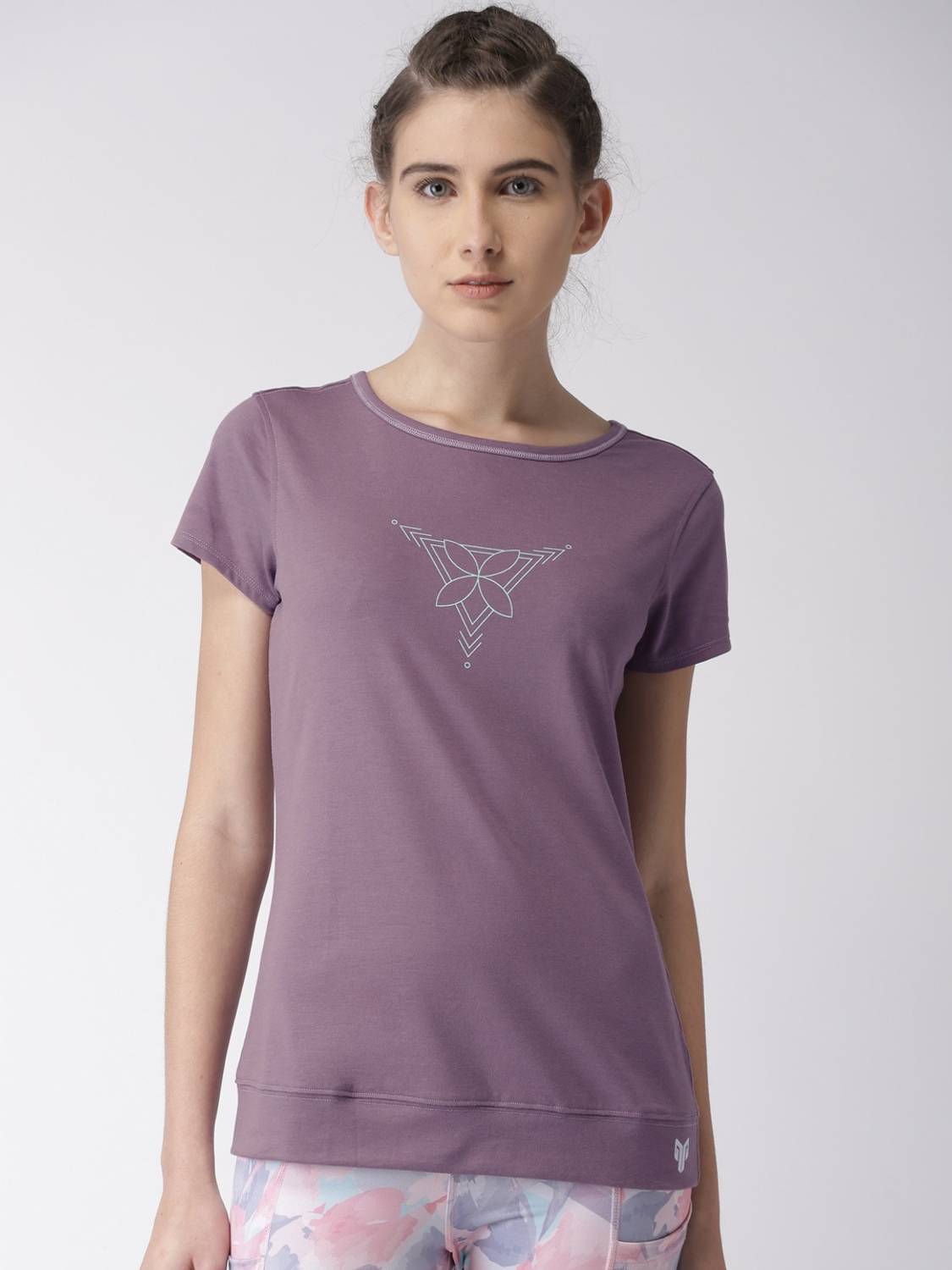 2GO Printed Women Scoop Neck Purple T-Shirt