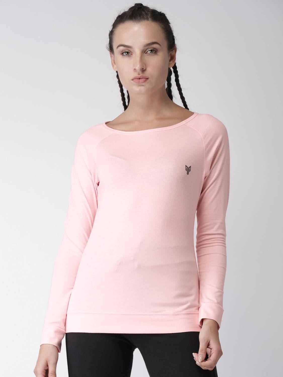 2GO Solid Women Scoop Neck Pink T-Shirt
