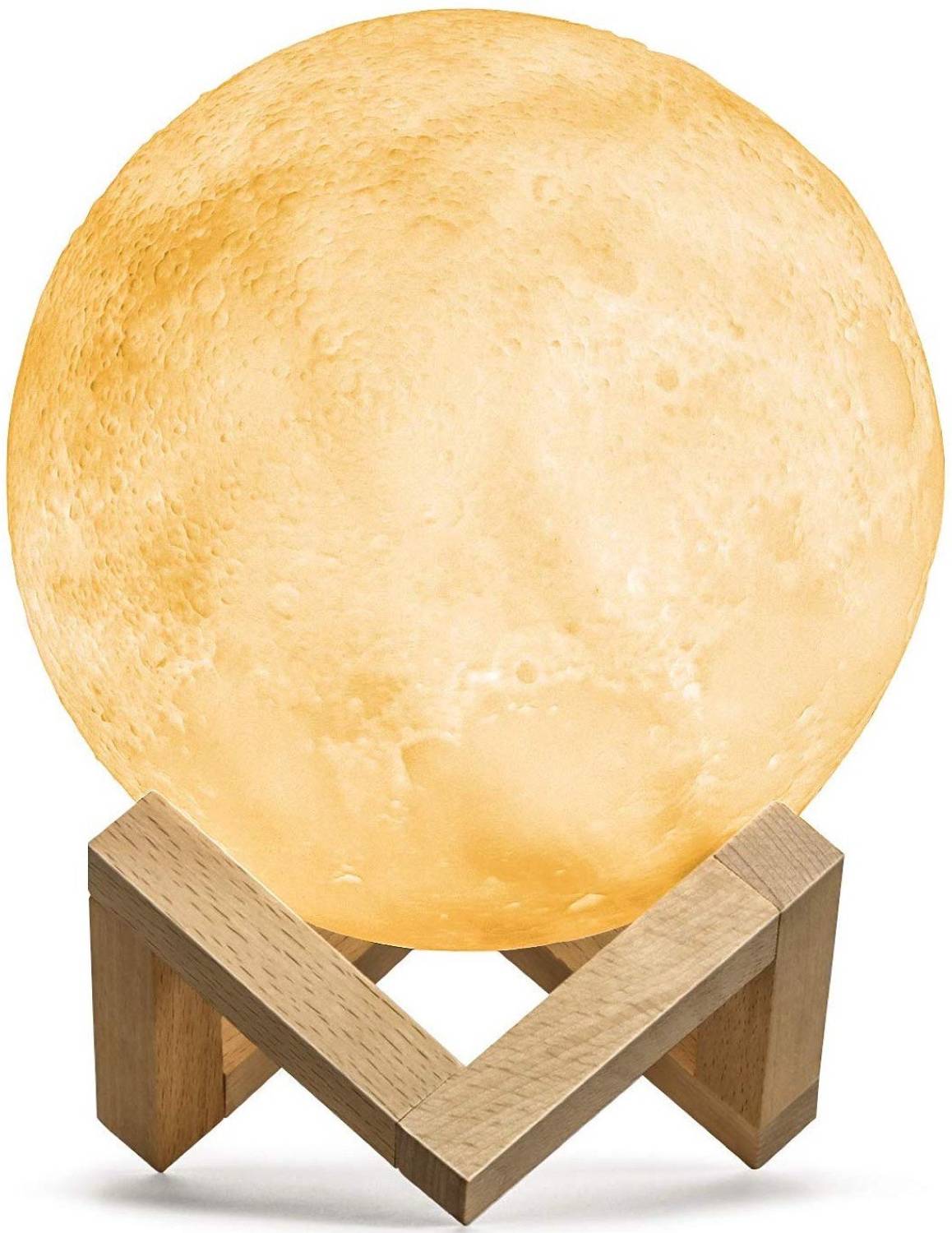 24x7eMall Upgraded Award Winning Moon Lamp Moon Light Touch Control Brightness 5.9 Inch 3D Printing Glowing Lunar Lamp Night Light with Stand USB Rechargeable Dimmable 3 Colours Table Lamp