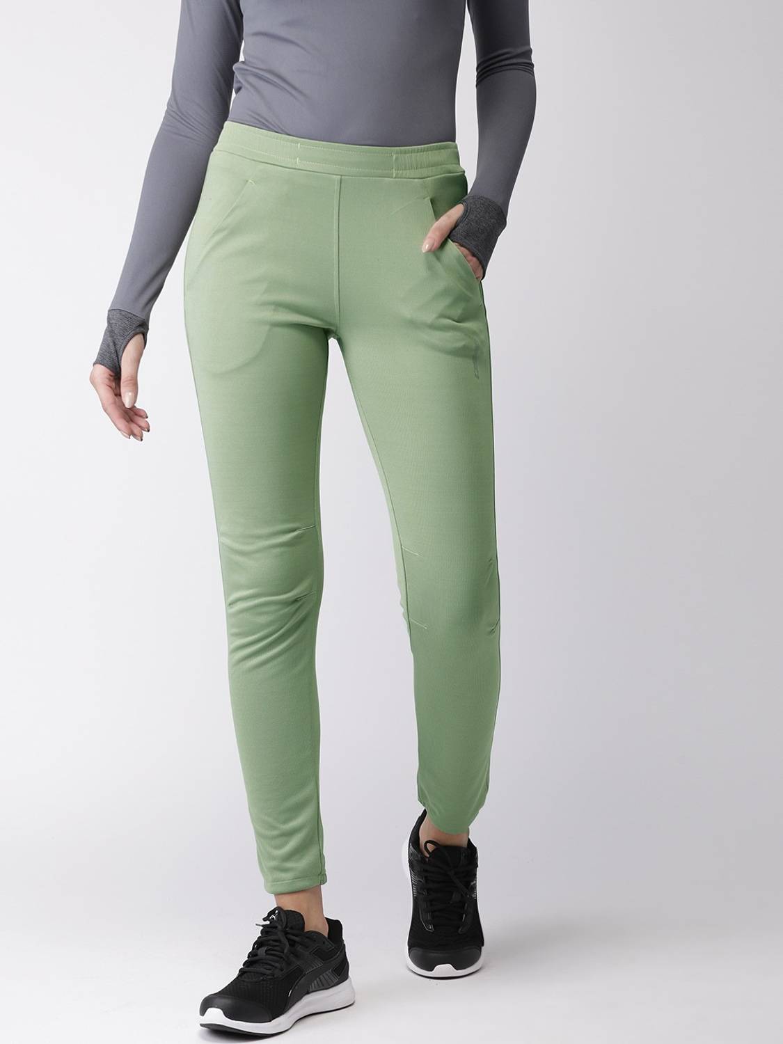 2GO Solid Women Dark Green Track Pants