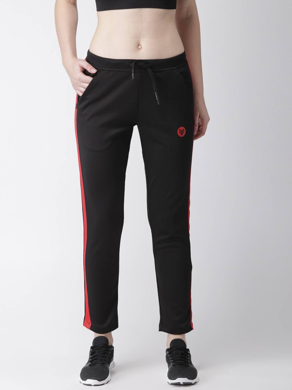 2GO Solid Women Black Track Pants