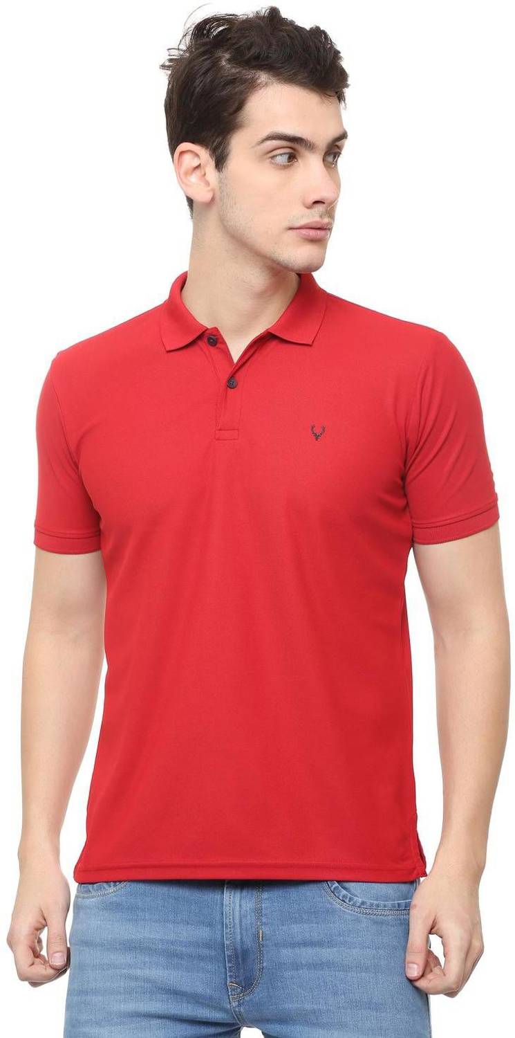 Allen Solly Solid Men Polo Neck Red T-Shirt