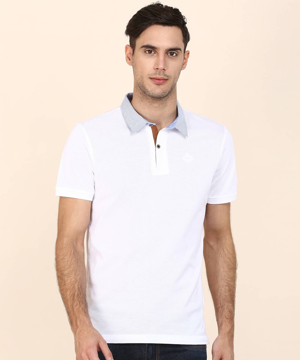 Arrow Sport Solid Men Polo Neck White T-Shirt