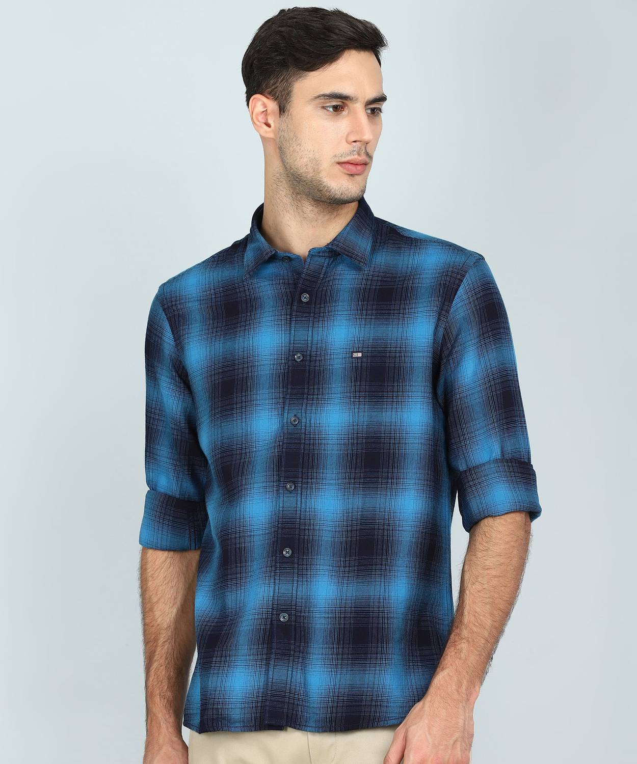 Arrow Sport Men Checkered Casual Blue Shirt