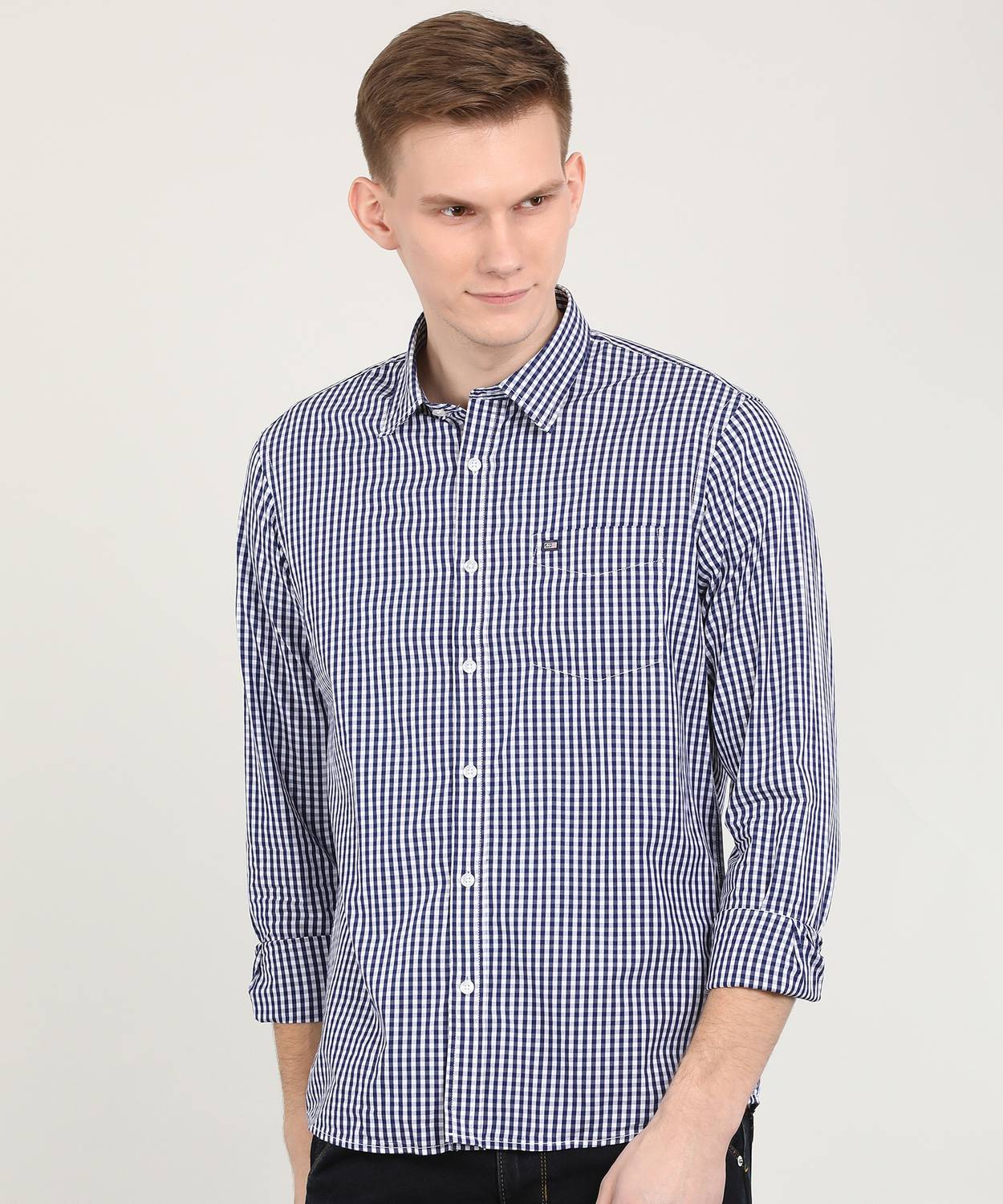 Arrow Sport Men Checkered Casual White, Blue Shirt