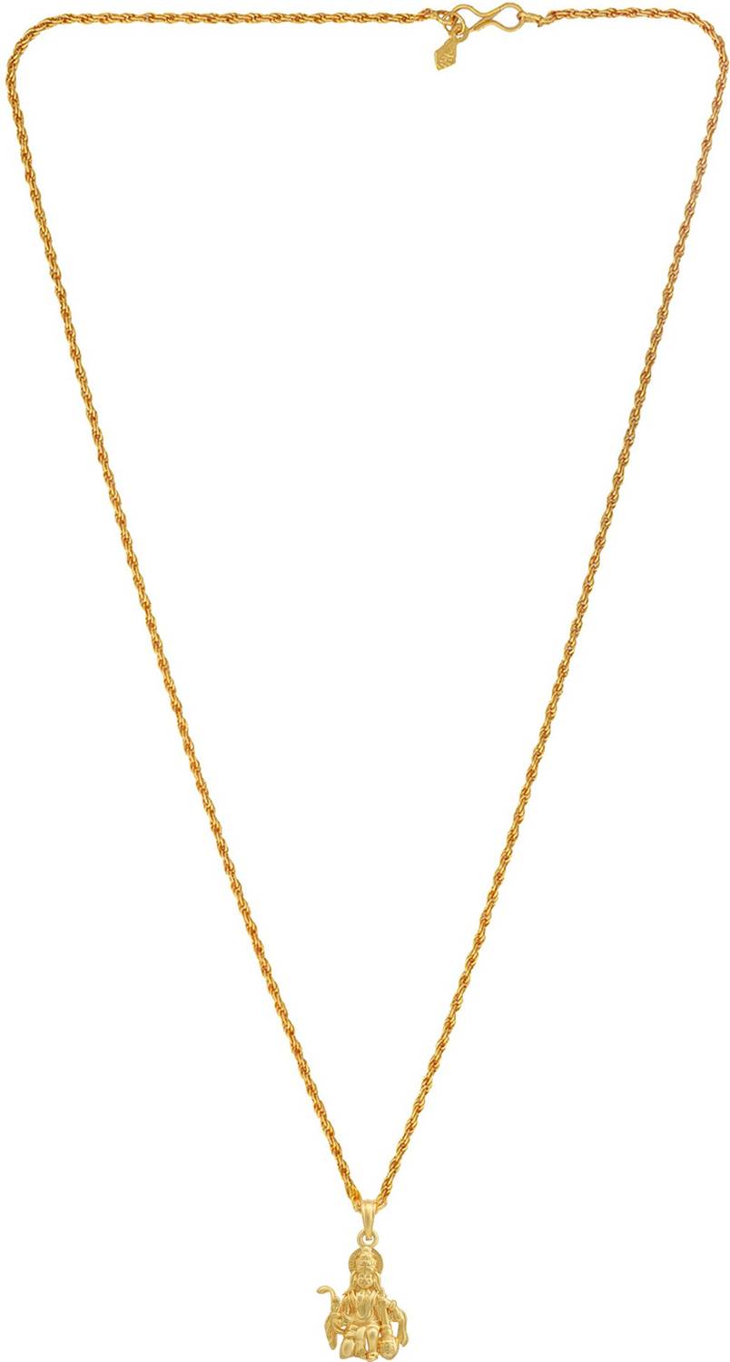 BRBRIK Gold Plated Covered Alloy Lord Hanuman Bajrang Bali pendant Locket Chain Necklace For Men and women Gold-plated Alloy Pendant