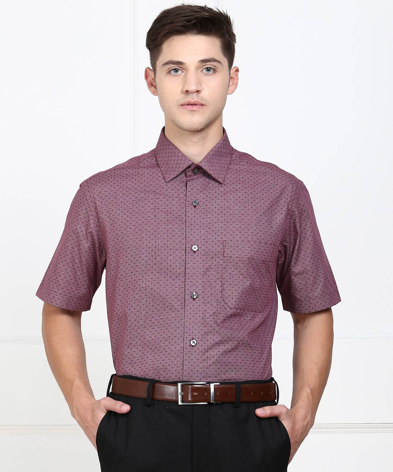 ARROW Men Printed Formal Purple Shirt