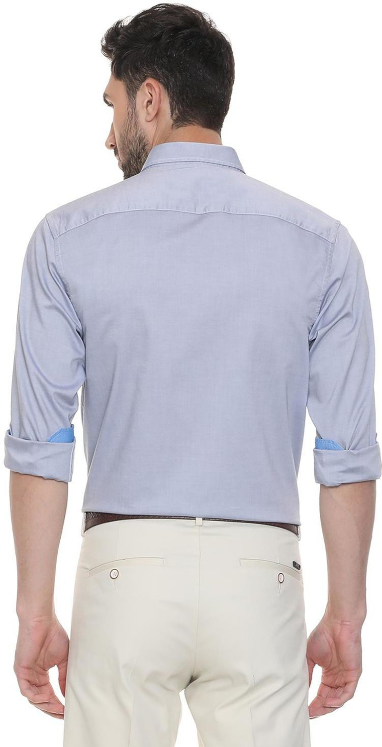 Image of Allen Solly Men Solid Formal Blue Shirt