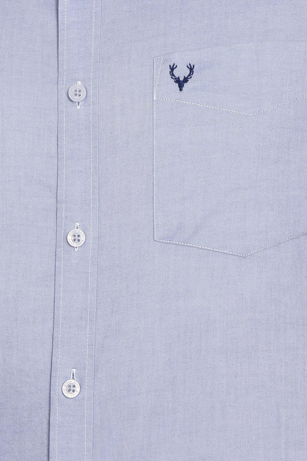 Image of Allen Solly Men Solid Formal Blue Shirt