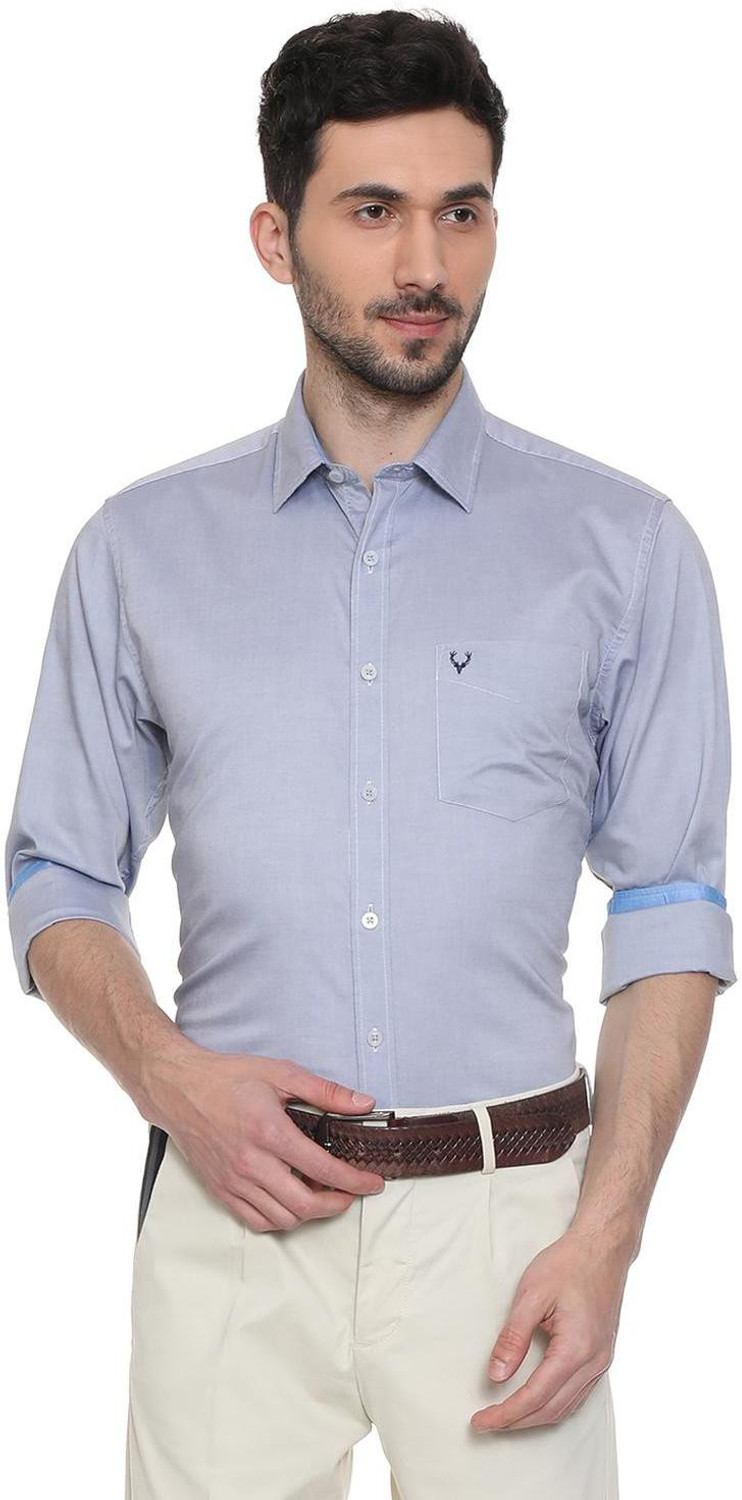 Image of Allen Solly Men Solid Formal Blue Shirt
