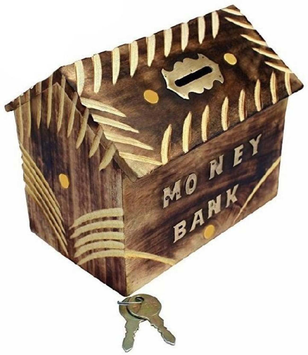Alhind Handicraft Wooden Money Bank Coin Bank