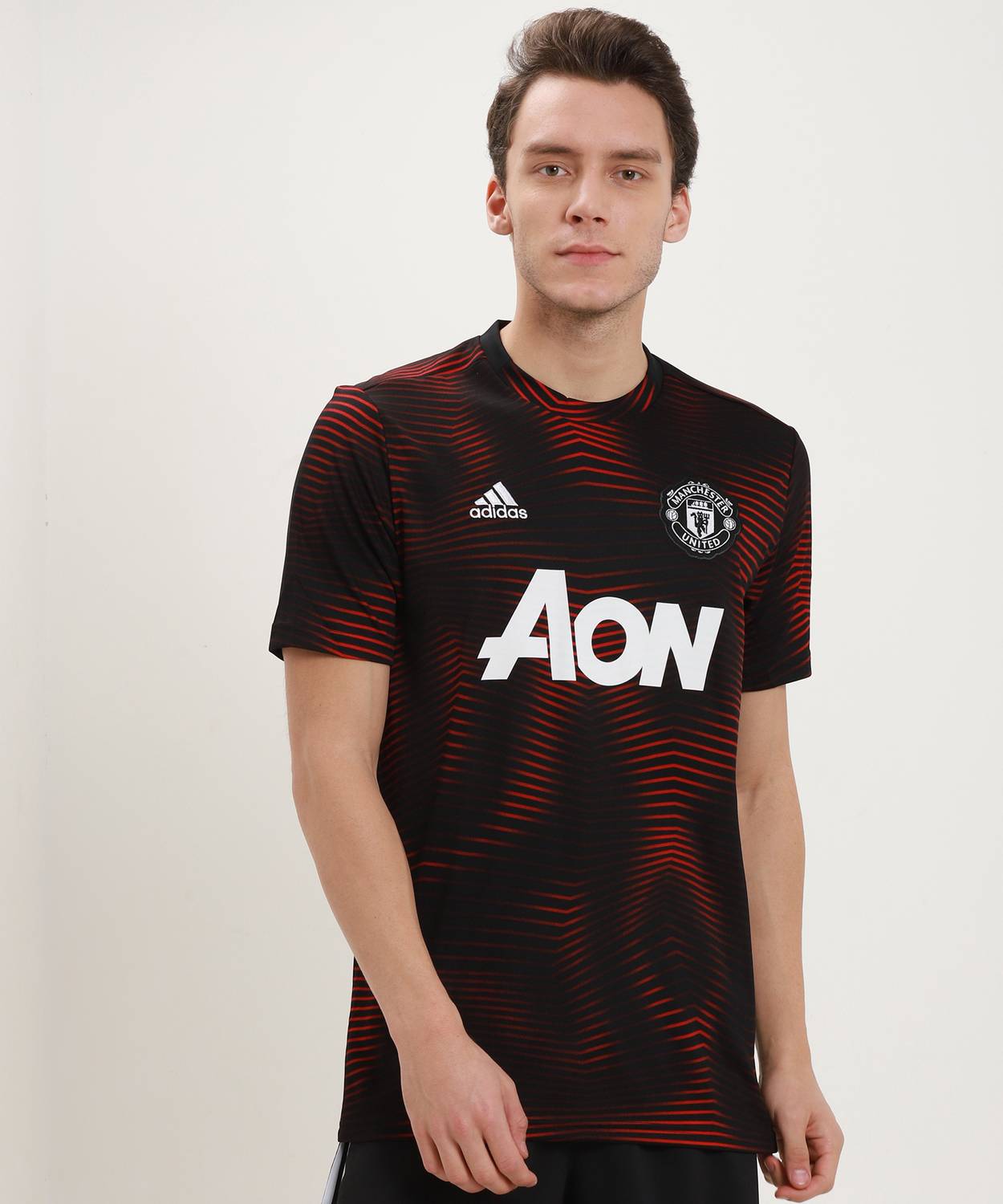 ADIDAS Printed Men Round Neck Red, Black T-Shirt