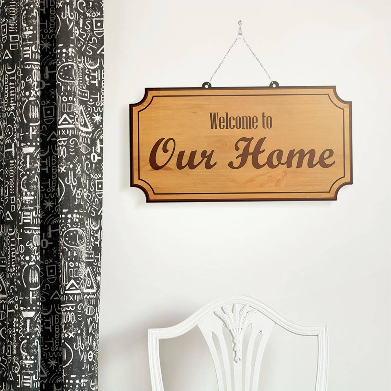 100yellow Wooden Welcome To Our Home Name Plate