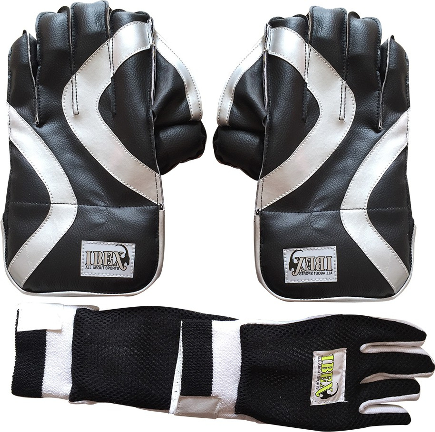 Image of IBEX Regular Wicket Keeping Gloves Combo Black With Inner Gloves Wicket Keeping Gloves