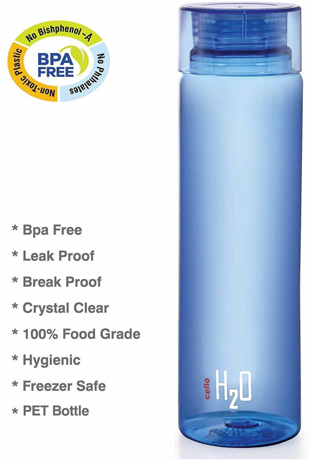 Image of cello Unbreakable H20 Water Bottle 1000 ml Plastic Bottle