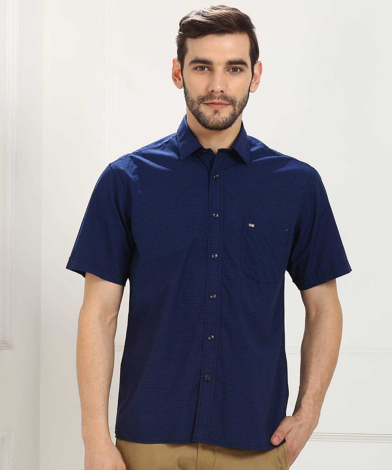 Arrow Sport Men Striped Casual Blue Shirt