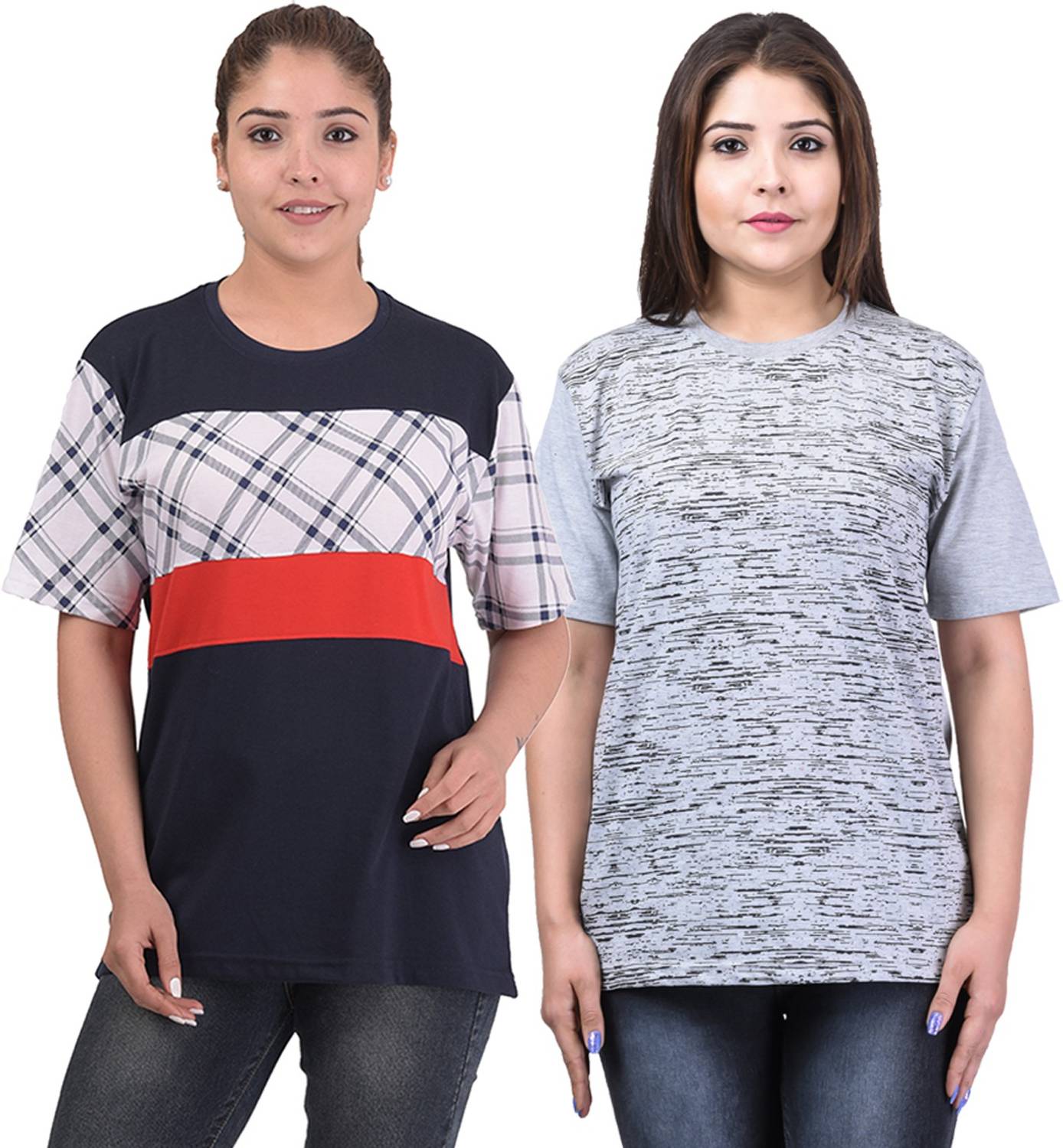 69GAL Printed Women Round Neck Multicolor T-Shirt
