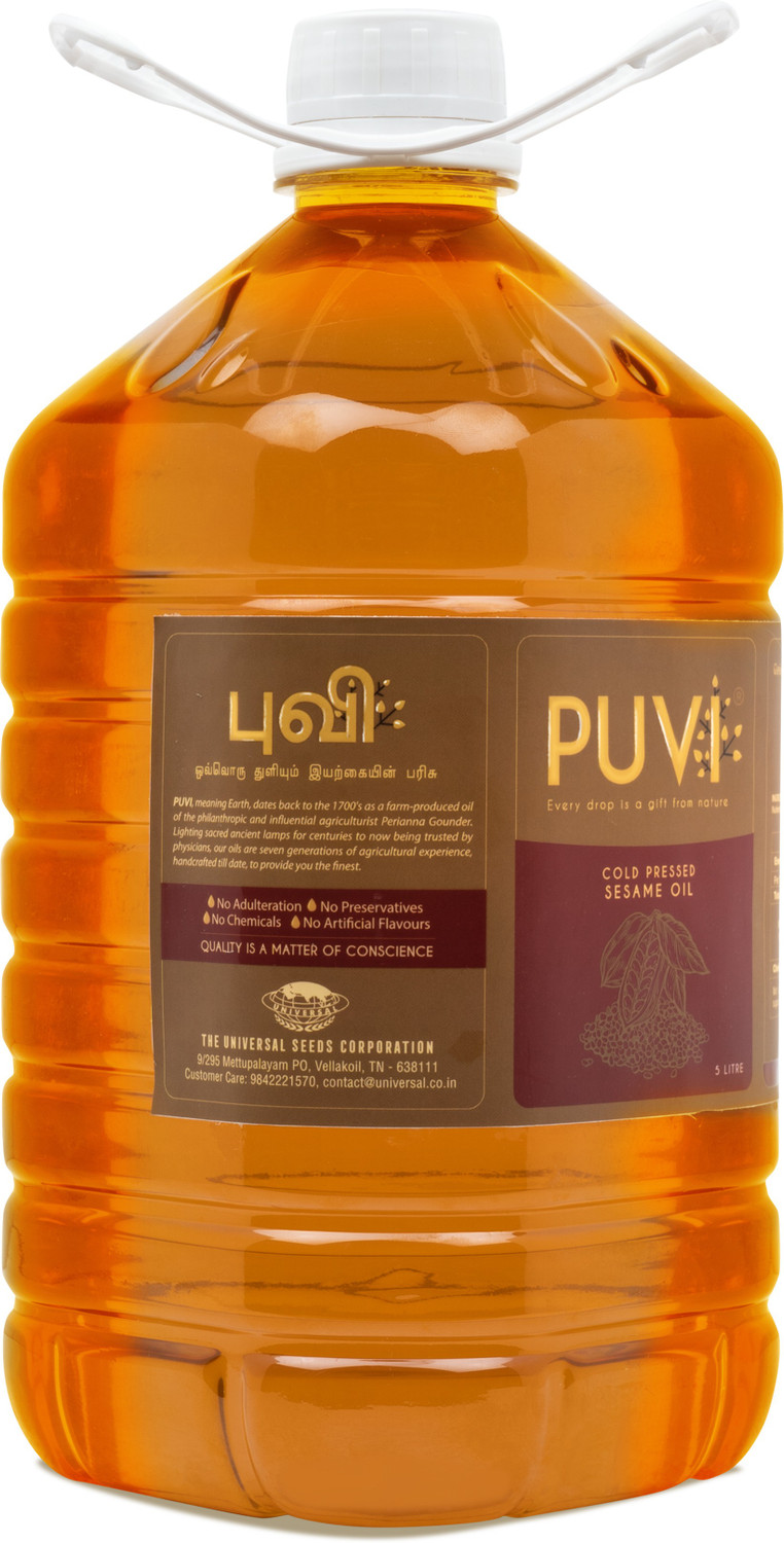 Image of Puvi Cold Pressed Gingelly /Sesame Oil (Virgin, Chekku /Ghani) - 5 Litre Sesame Oil