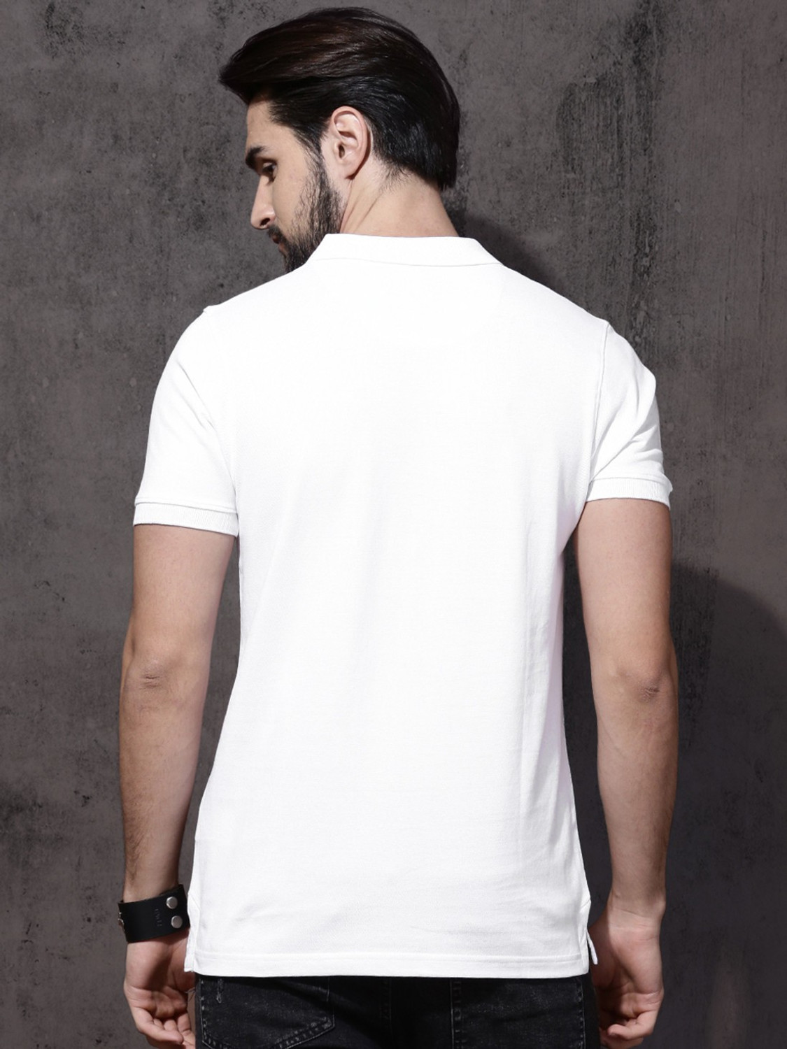 Image of Roadster Solid Men Polo Neck White T-Shirt