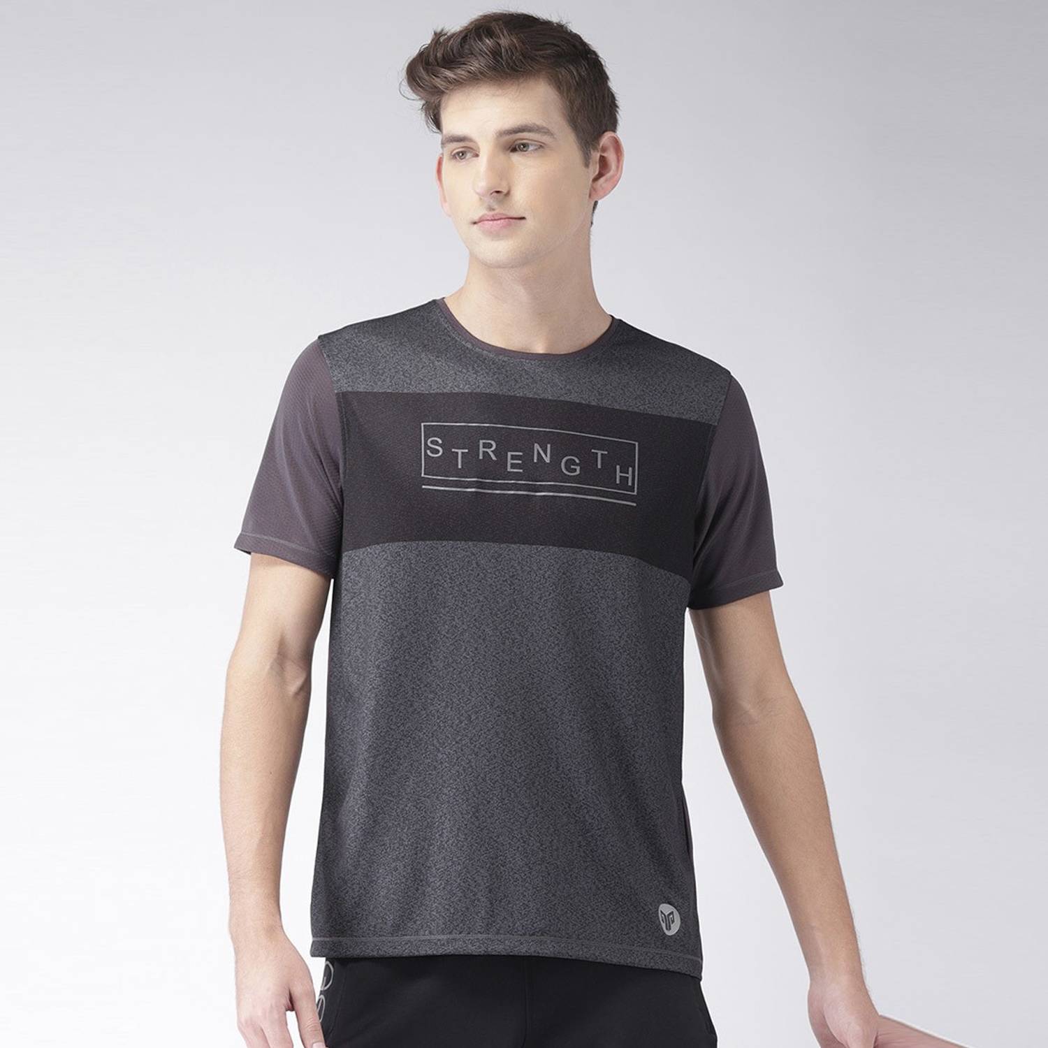 2GO Colorblock Men Round Neck Grey T-Shirt