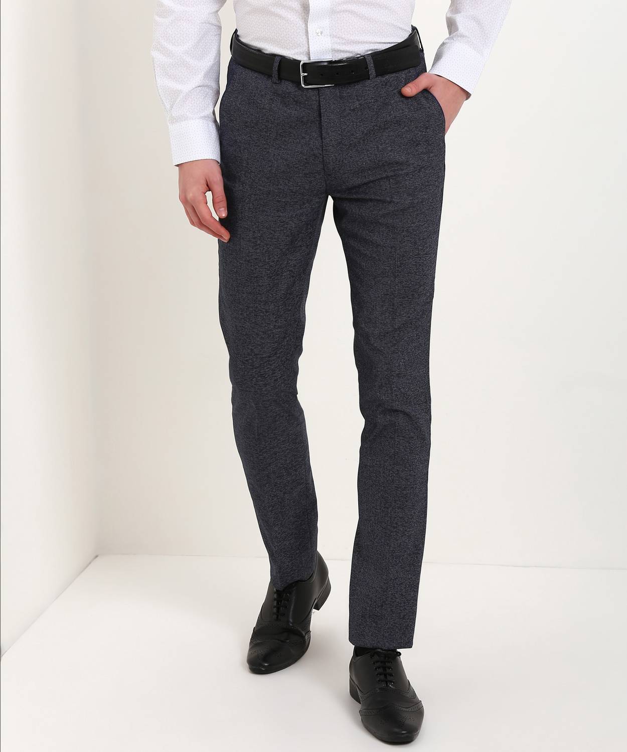 Arrow Newyork Slim Fit Men Blue Trousers