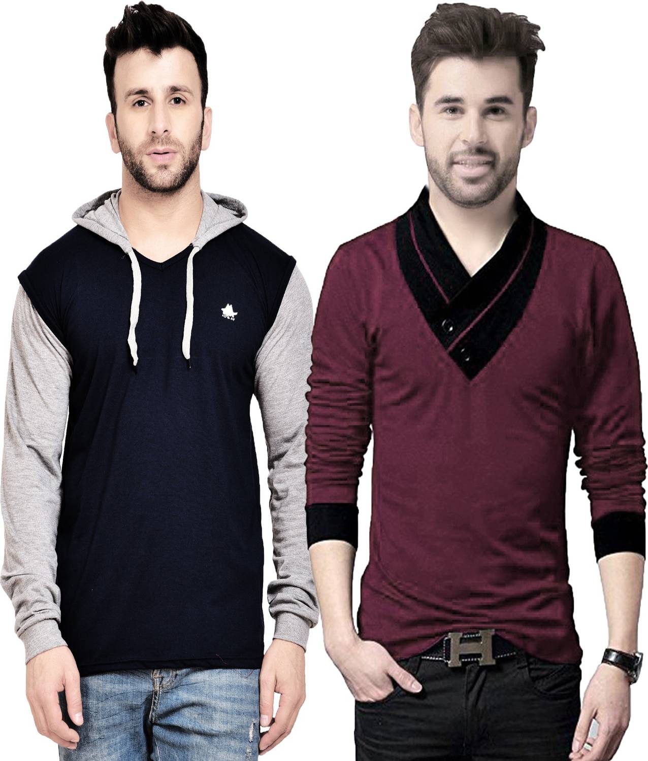 AD & AV Colorblock Men Hooded Neck Multicolor T-Shirt