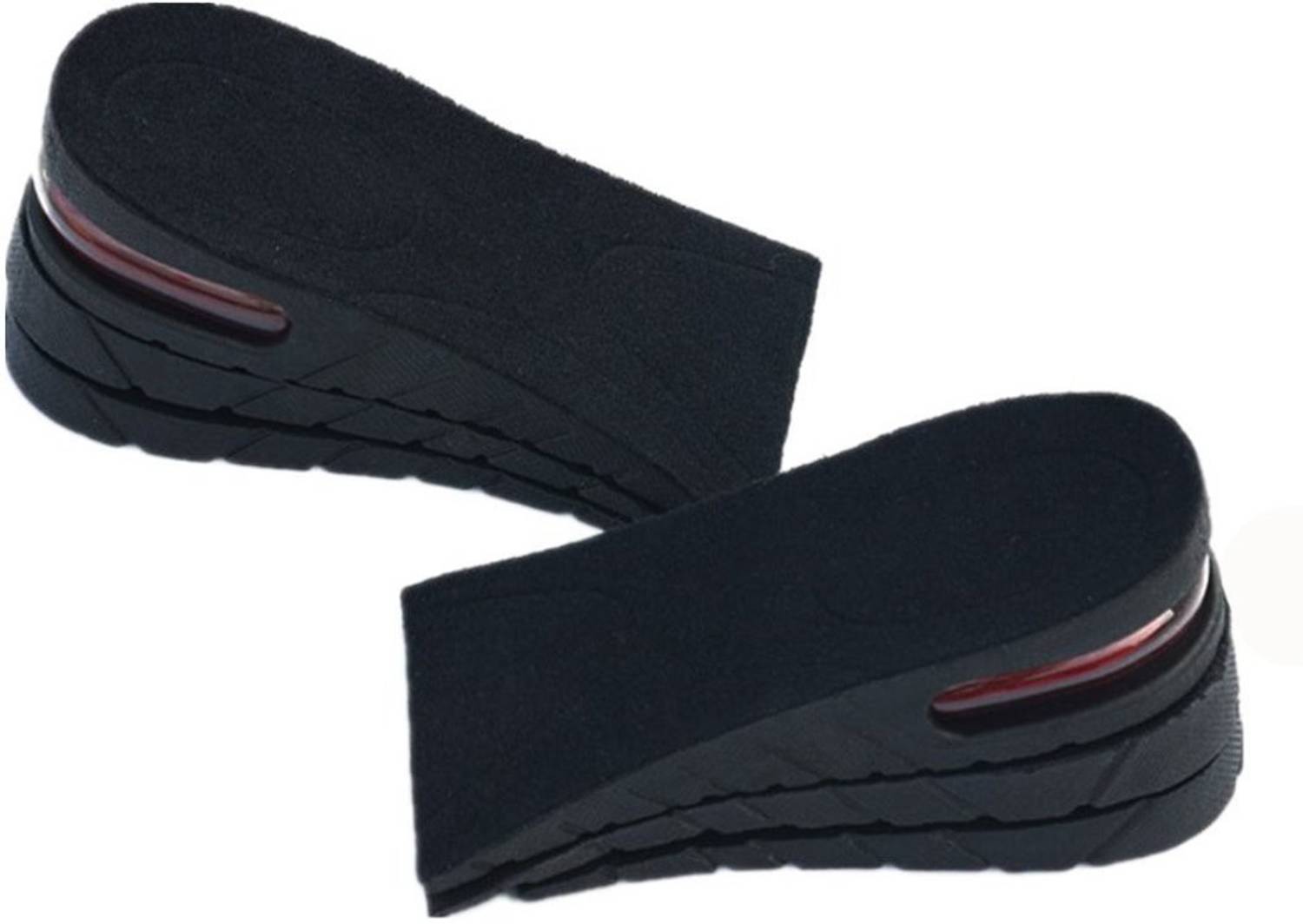 AlexVyan 1 Pair New Black Height increase 3 Layer 6 CM Heel Cushion Pad for Orthopedic Heel spur Support and Plantar fasciitis Gel- Heel Pad Heel Socks Height Increaser- Foot Insole- Heel Pain Relief Leatherette Heel Orthotic Shoe Insole