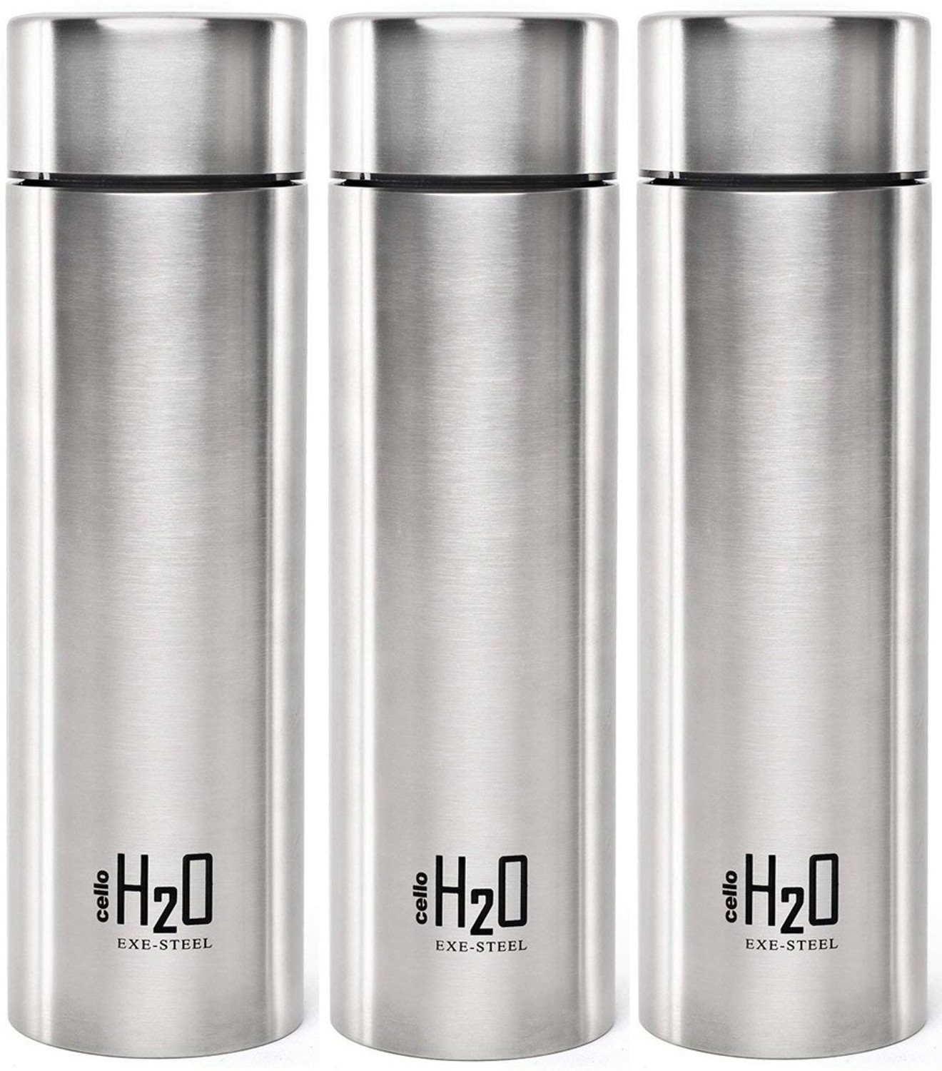 Image of cello H2O Steel Fridge Bottle Pack of 3 1000 ml Steel, Aluminium Bottle