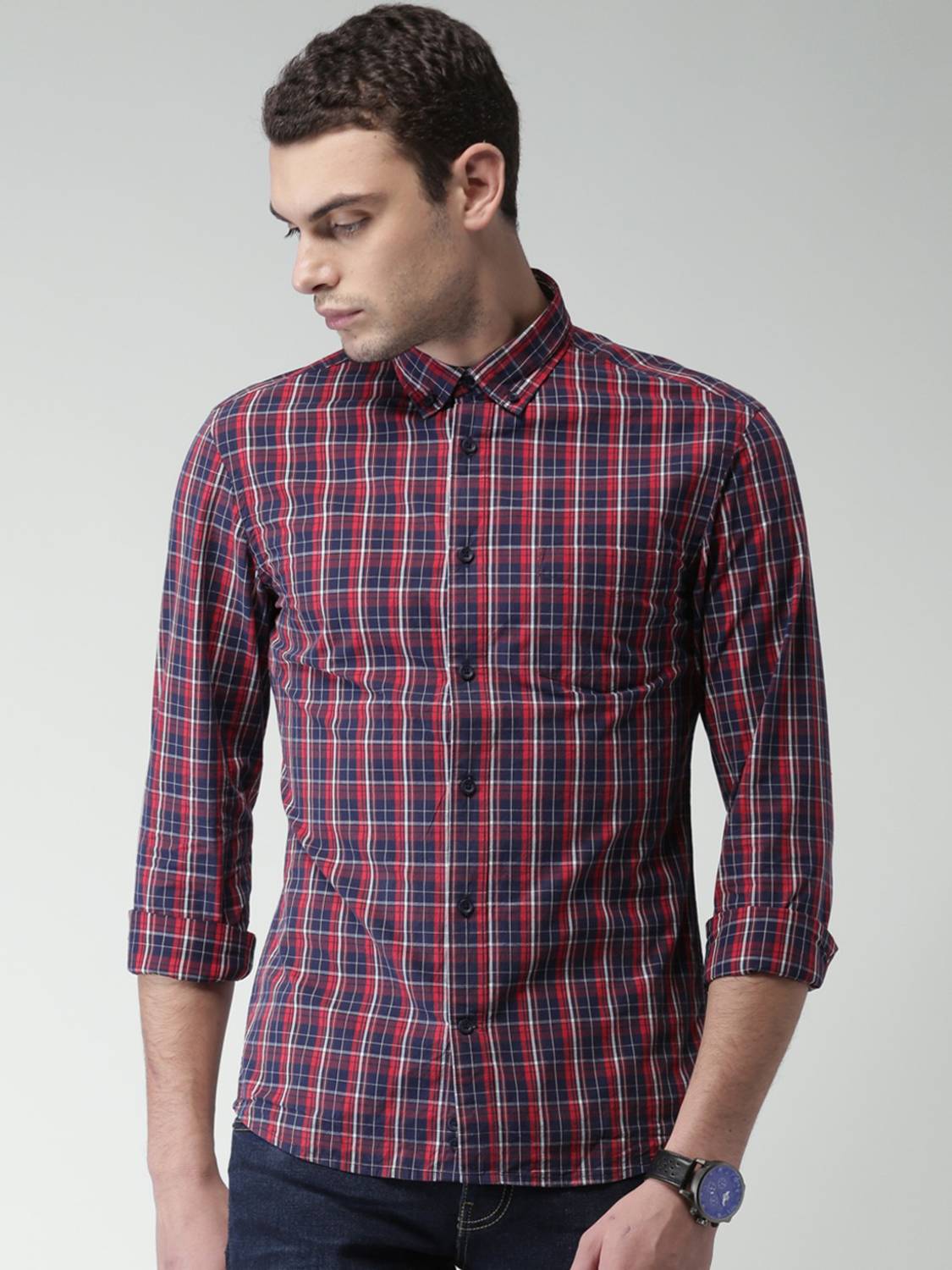 Celio Men Checkered Casual Red, Blue Shirt