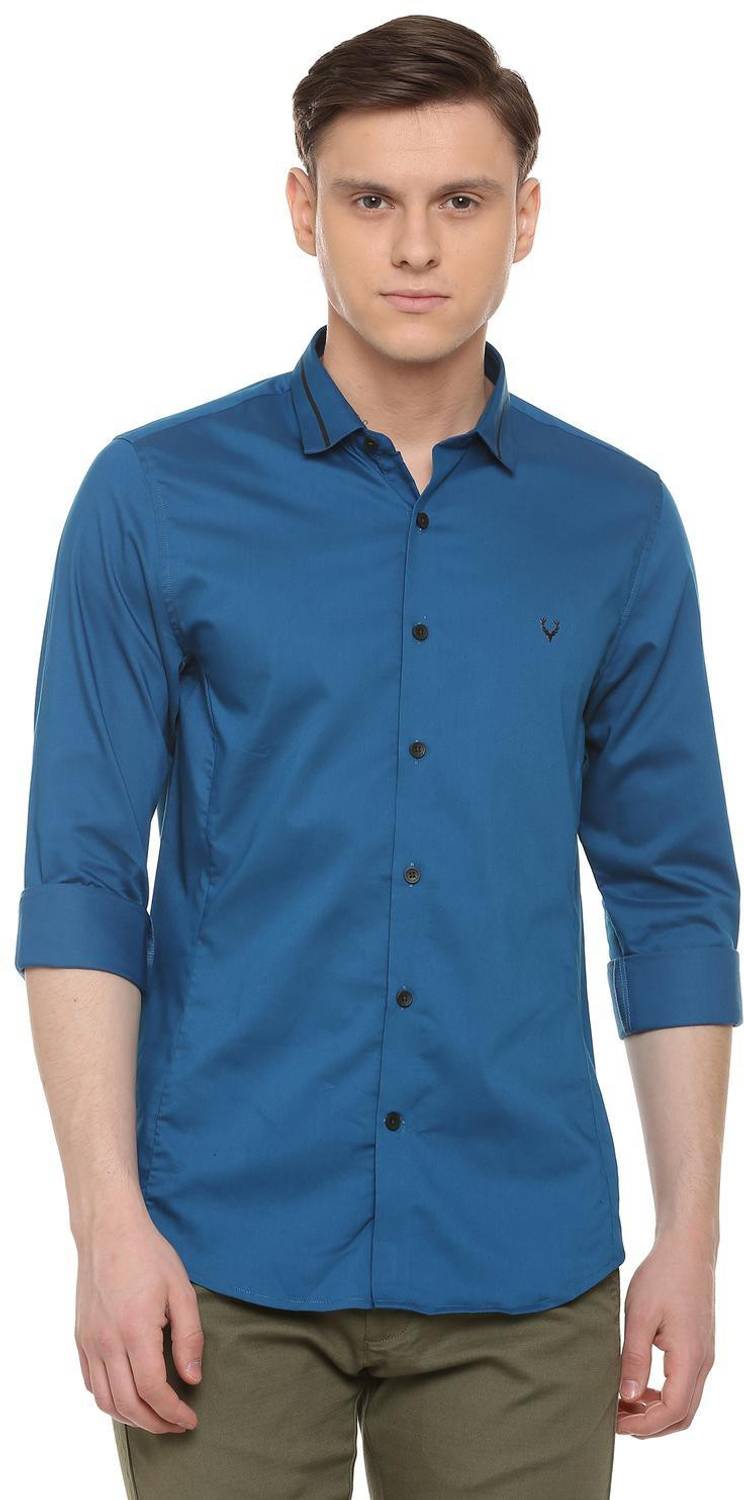 Allen Solly Men Solid Casual Blue Shirt