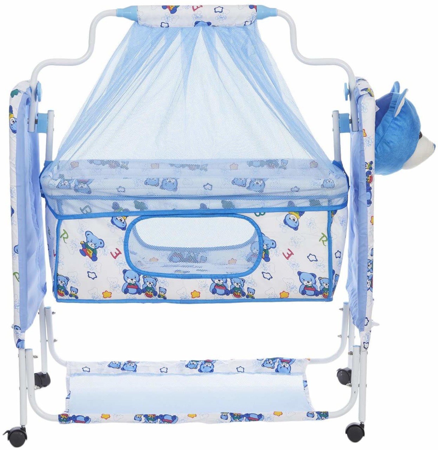 Image of Fun Baby Newborn Baby LittleNest Bassinet Cradle with Mosquito Net-Canopy And Wheels Recommened For Cradle For Baby With Net And Swing kids Cradle Baby Cradle Mosquito Net Cradle baby cradle jhula swing