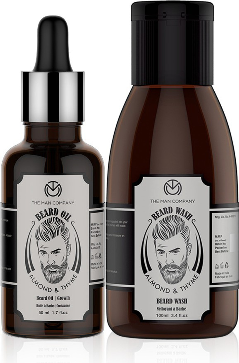 Image of THE MAN COMPANY Almond and Thyme Beard Oil (30ml) & Wash Combo (100ml)