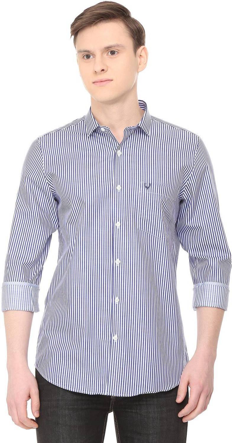 Allen Solly Men Striped Casual Blue Shirt