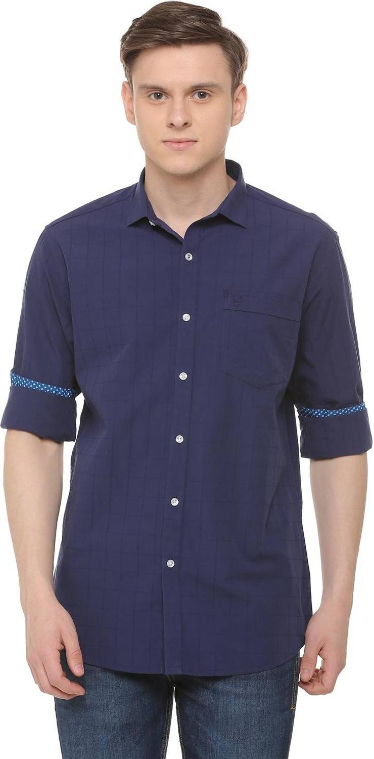 Allen Solly Men Checkered Casual Blue Shirt