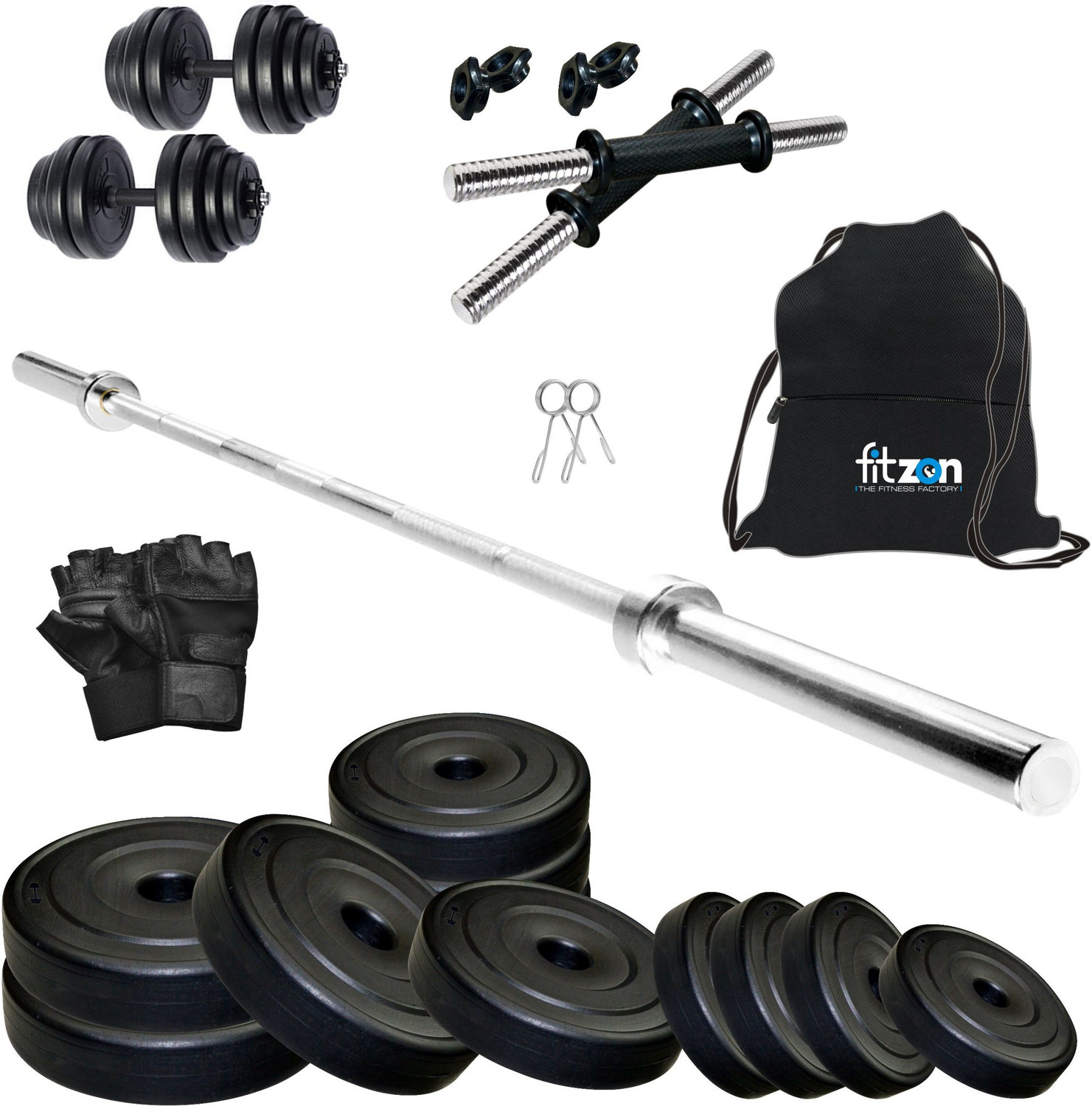 Image of FITZON 20 kg PVC COMBO 10-SL Home Gym Combo