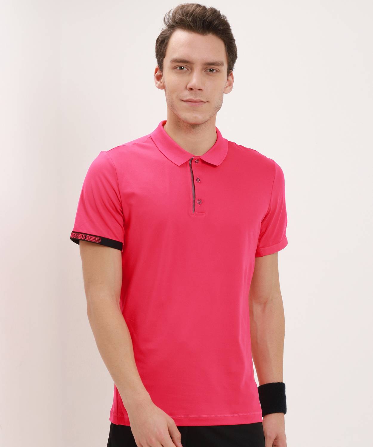 ADIDAS Solid Men Polo Neck Pink T-Shirt