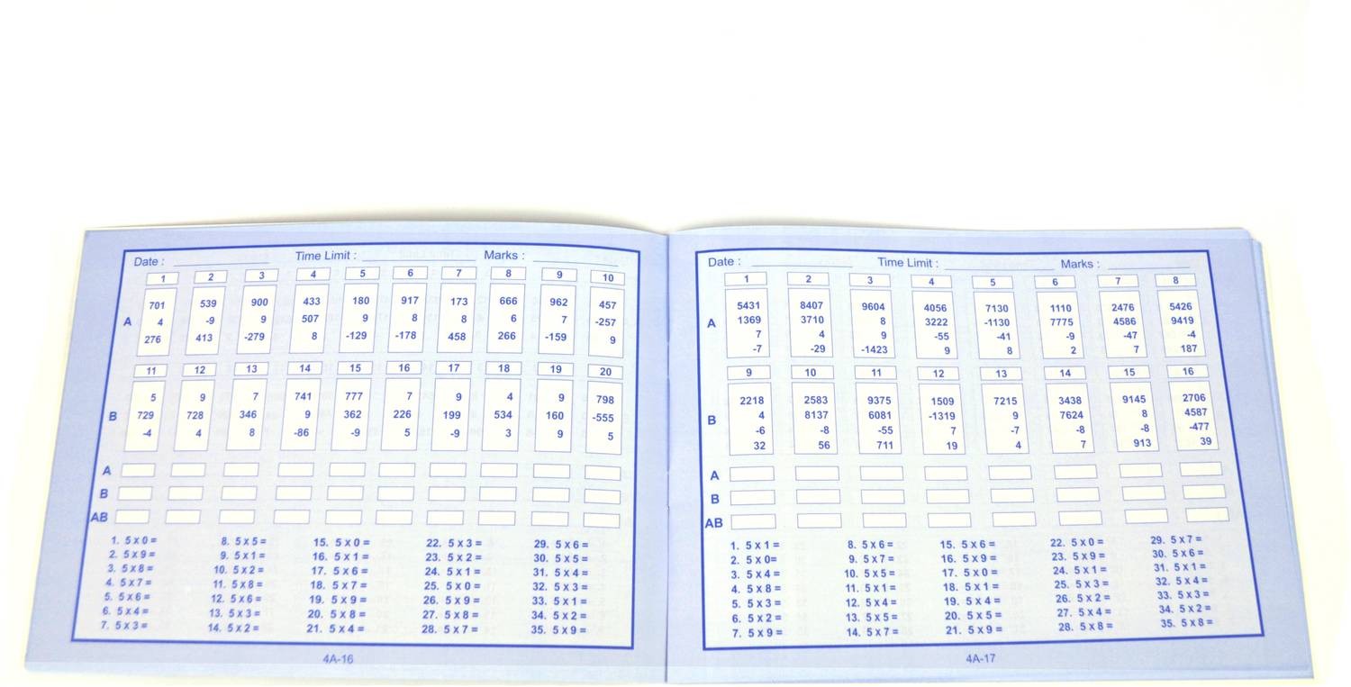 Abica 15 Rod Single Colour Abacus with 2 Practice Workbooks - Level 4