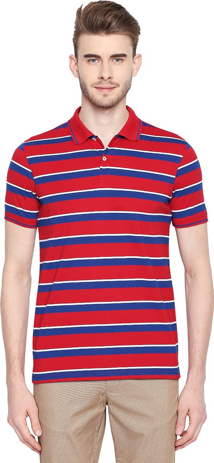 Byford by Pantaloons Striped Men Polo Neck Yellow T-Shirt
