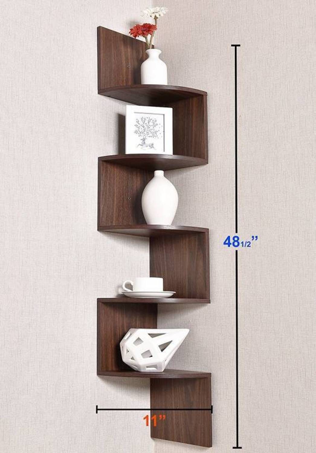 ArtfulCrafts Wooden Zig Zag Style Wall Shelf (Number of Shelves