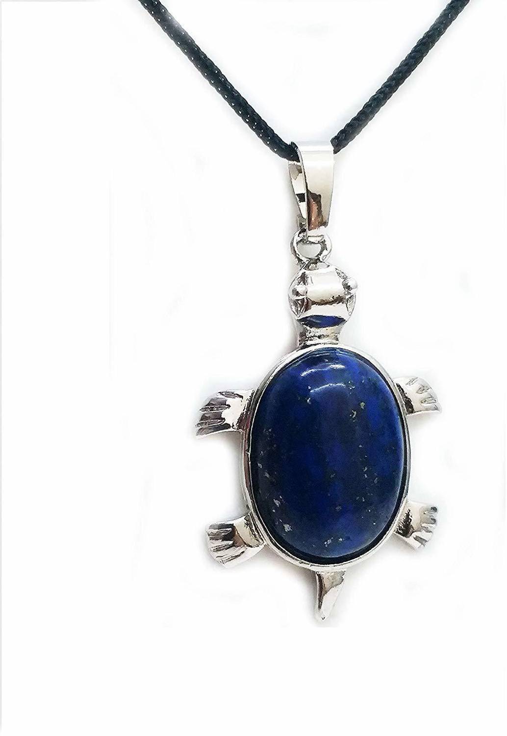 AIR9999 Lapis Lazuli Blue Metal Tortoise Shaped Pendant for Men & Women Lapis Lazuli Crystal Pendant