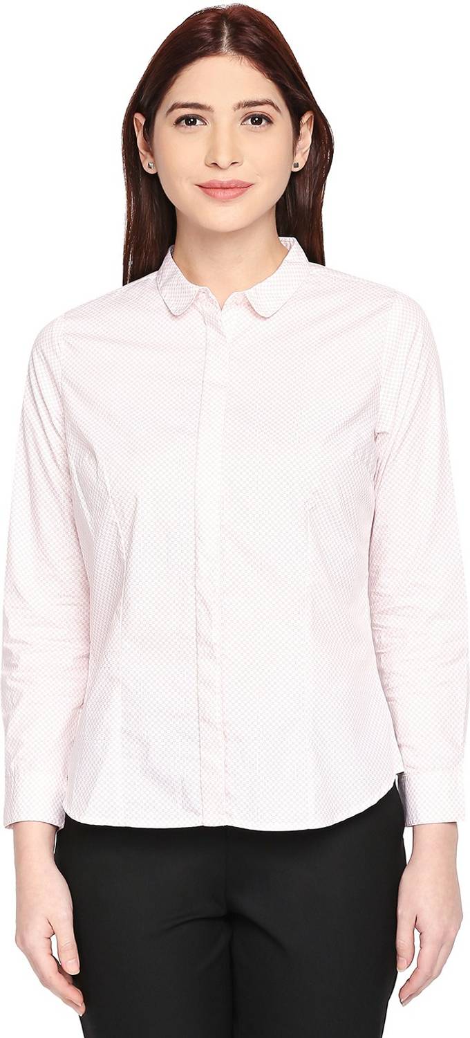 Annabelle by Pantaloons Women Printed Formal Pink Shirt