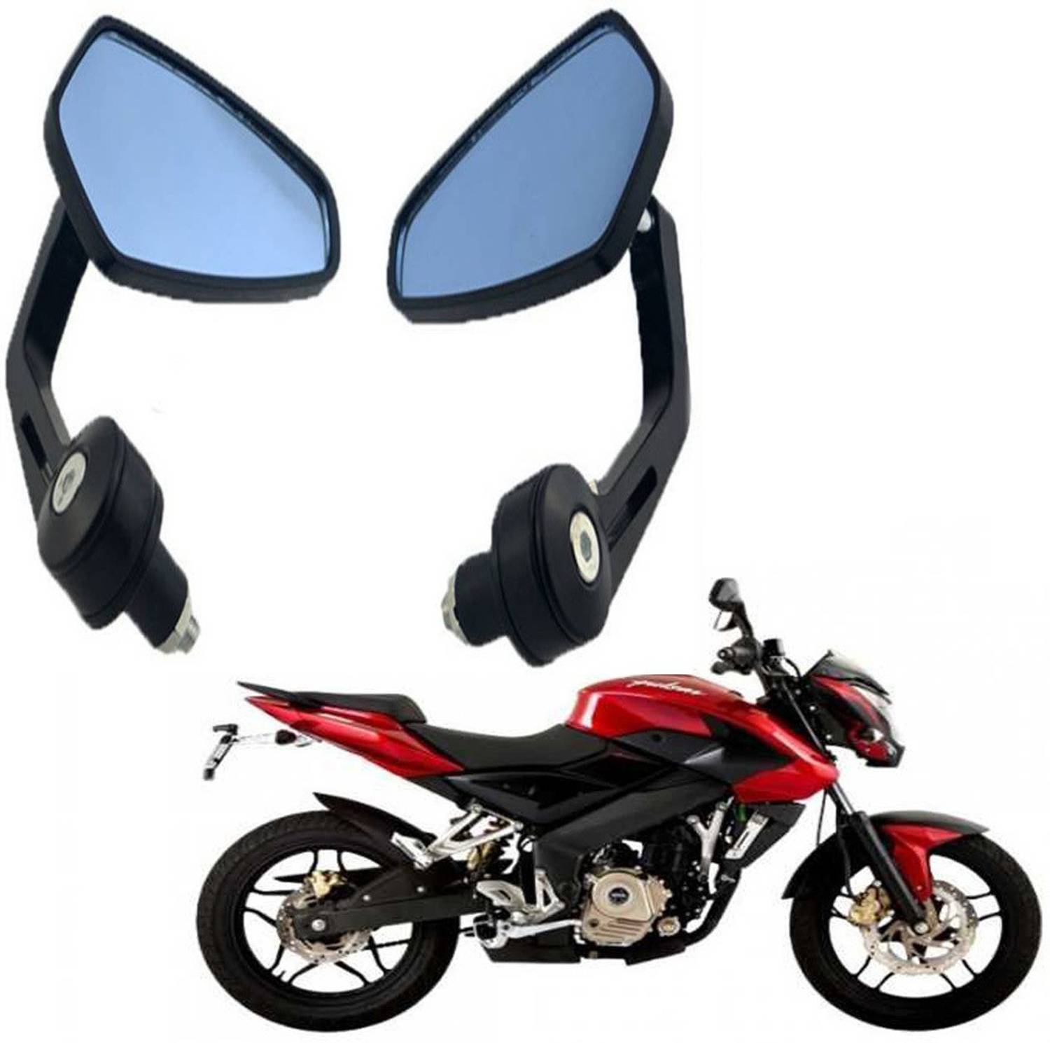 BRPEARl Manual Driver Side, Dual Mirror, Rear View Mirror For Bajaj Pulsar 180 DTS-i
