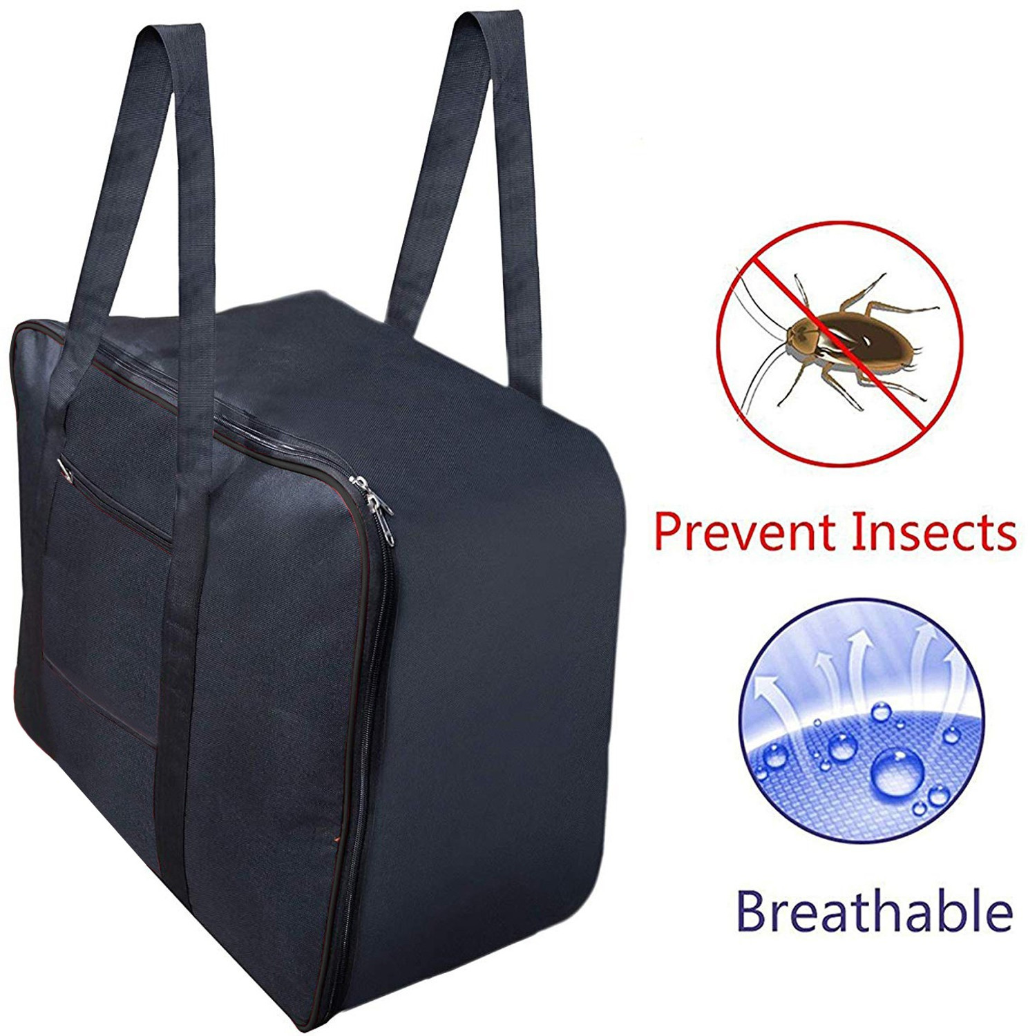 Image of KUBER INDUSTRIES Rexine 3 Pcs Jumbo Underbed Moisture Proof Storage Bag with Zipper Closure and Handle (Black) -CTKTC5695 Small Travel Bag