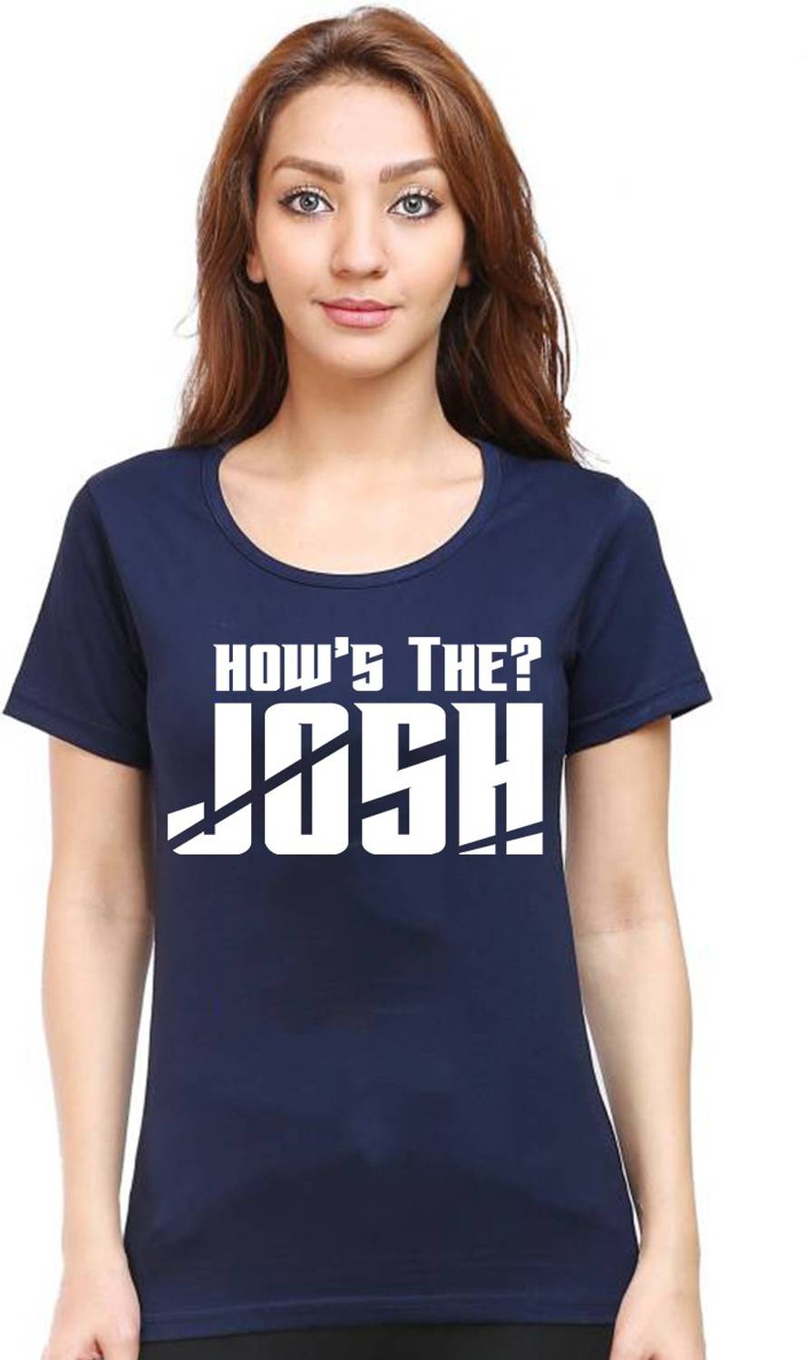Aseria Graphic Print Women Round Neck Dark Blue T-Shirt