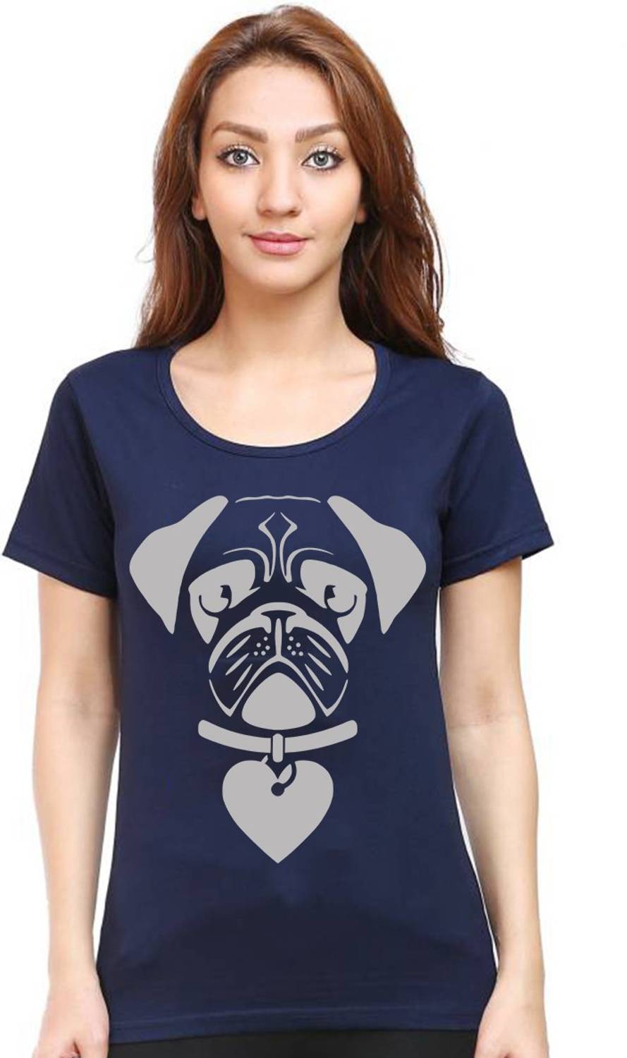 Aseria Graphic Print Women Round Neck Dark Blue T-Shirt