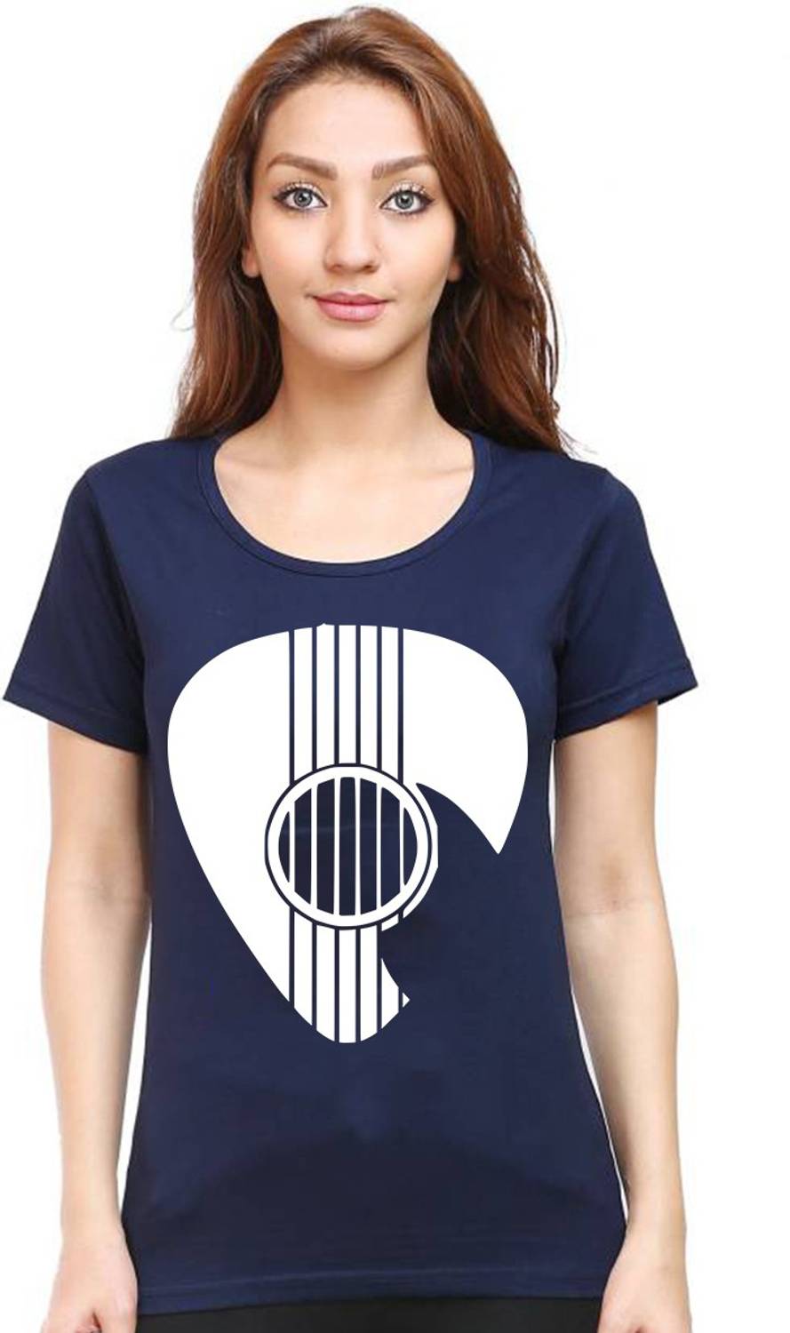 Aseria Graphic Print Women Round Neck Dark Blue T-Shirt